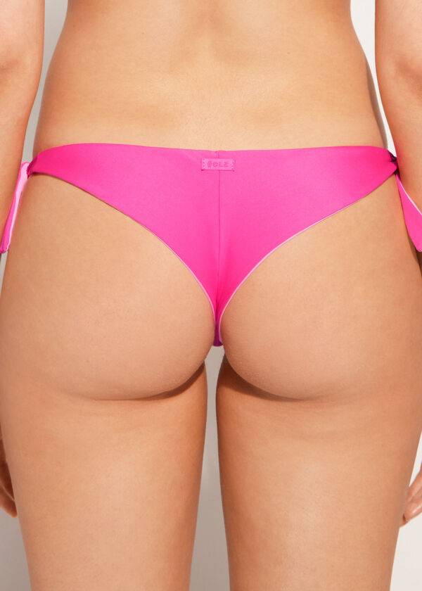 slip bikini brasiliano indonesiano ecologico con fiocco da donna calzedonia rosa
