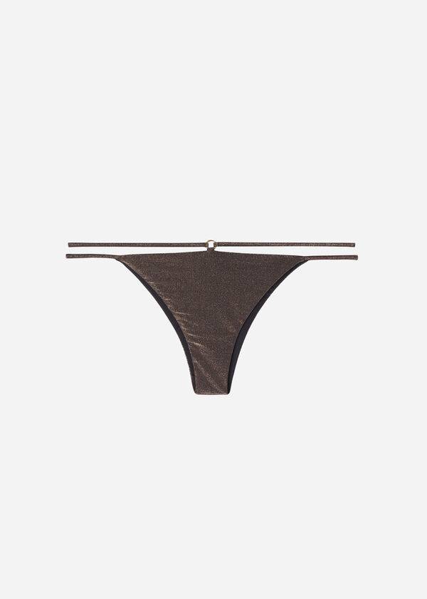 slip bikini hollywood con perizoma laterale brasiliano calzedonia da donna nero