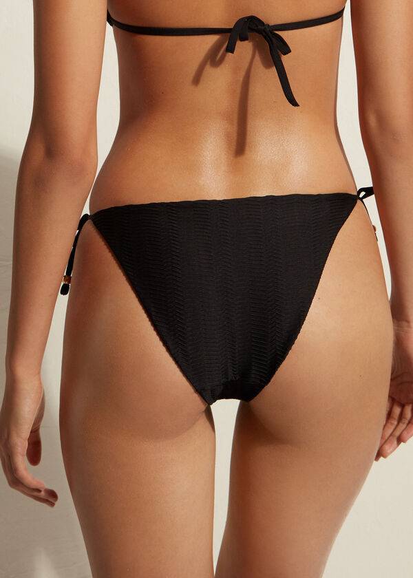 calzedonia chevron string casablanca slip bikini da donna nero