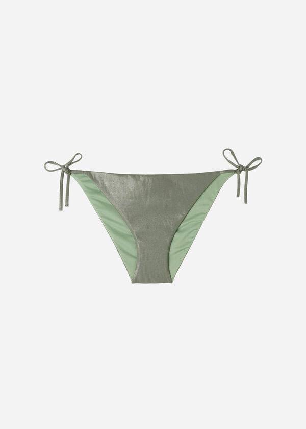 slip bikini da donna antigua effetto spalmato calzedonia colore verde