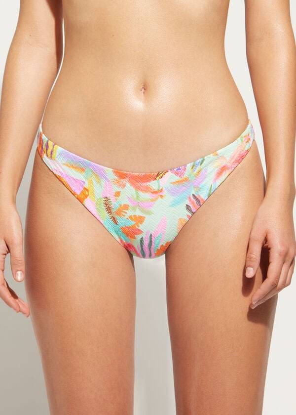 calzedonia foliage tahiti - slip bikini da donna verde
