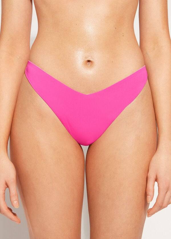 slip bikini brasiliano indonesiano ecologico con scollo alto calzedonia da donna rosa