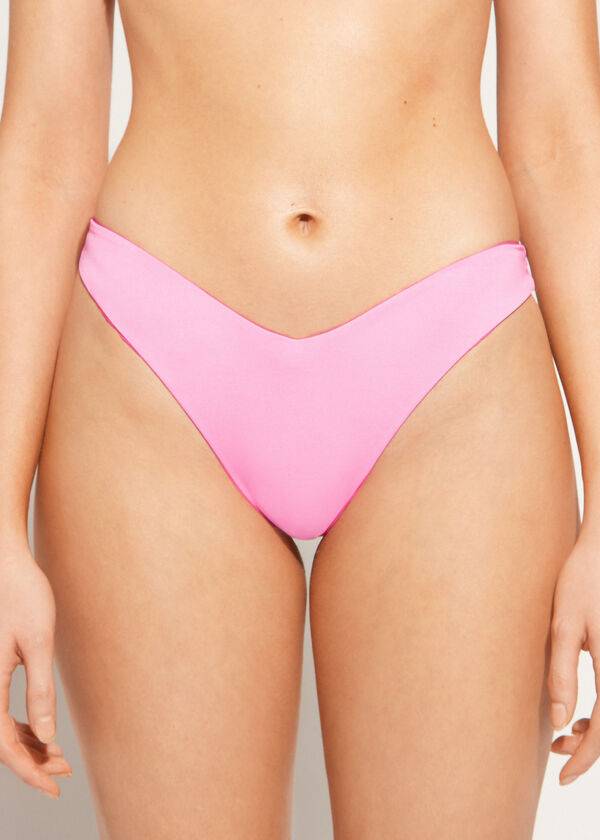 slip bikini brasiliano indonesiano ecologico con scollo alto calzedonia da donna rosa
