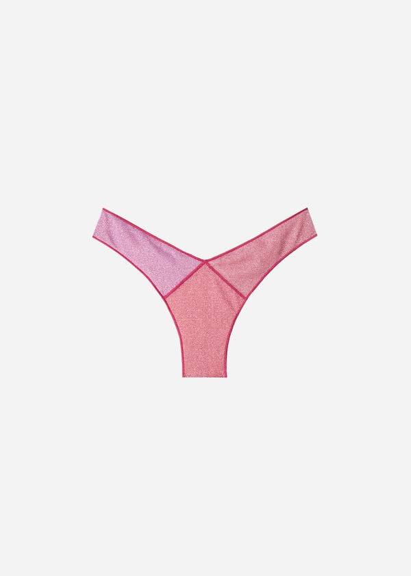 slip bikini lisbona brasiliano lamé alto da donna calzedonia rosa