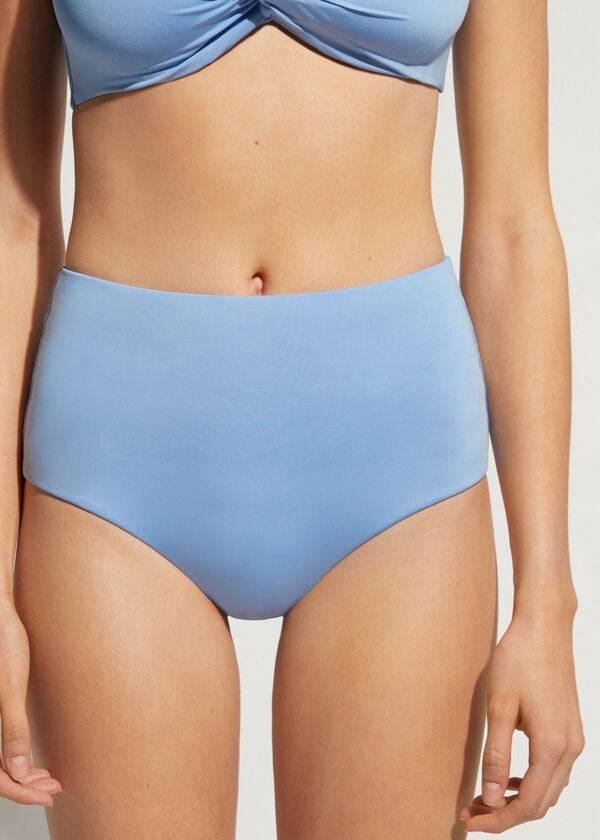 slip bikini da donna ecologico indonesia high shaper waist calzedonia blu