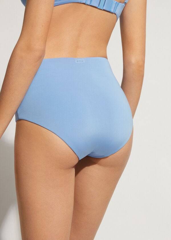 slip bikini da donna ecologico indonesia high shaper waist calzedonia blu