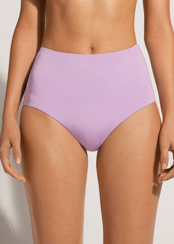 slip bikini da donna ecologico indonesiano con vita alta calzedonia viola