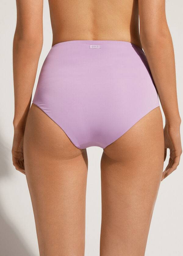 slip bikini da donna ecologico indonesiano con vita alta calzedonia viola