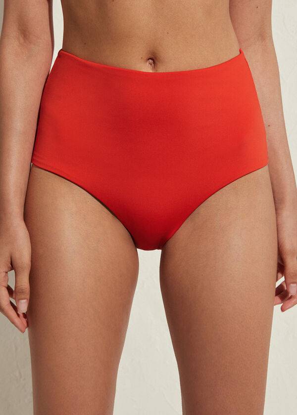 slip bikini ecologico rosso da donna calzedonia con vita alta modellante indonesia