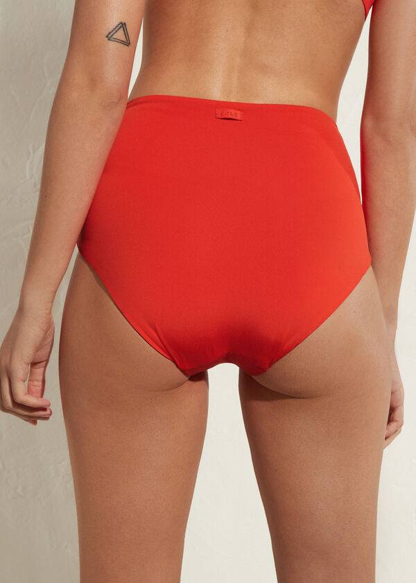 slip bikini ecologico rosso da donna calzedonia con vita alta modellante indonesia