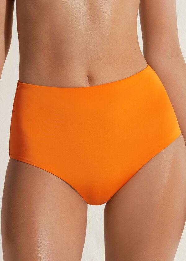 slip bikini ecologico arancione da donna calzedonia high shaper waist indonesia