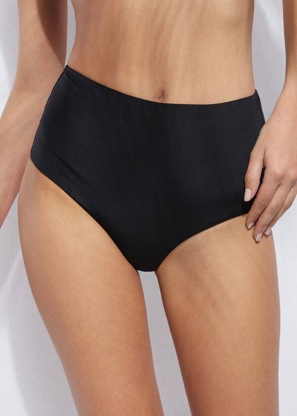 slip bikini da donna eco indonesia high shaper waist calzedonia nero