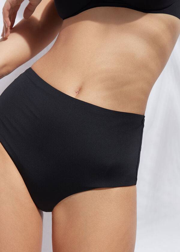 slip bikini da donna eco indonesia high shaper waist calzedonia nero