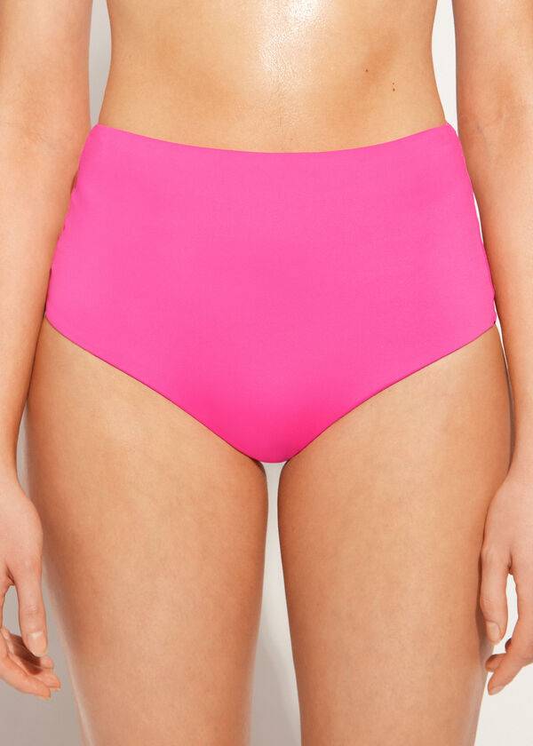 slip bikini ecologico indonesia a vita alta calzedonia da donna rosa