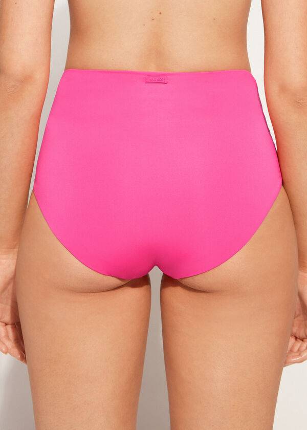 slip bikini ecologico indonesia a vita alta calzedonia da donna rosa