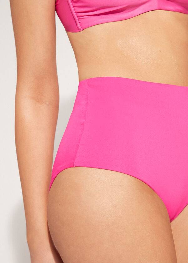slip bikini ecologico indonesia a vita alta calzedonia da donna rosa