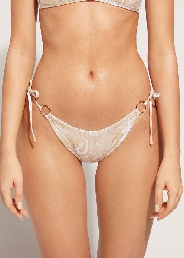 slip bikini brasiliano melbourne con scollo a v alto da donna calzedonia color oro
