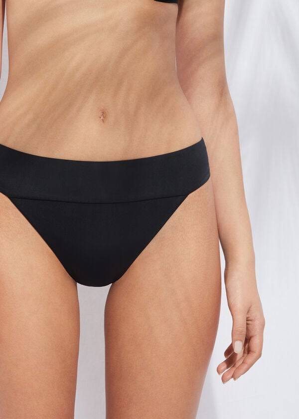 slip bikini brasiliano a vita alta nero calzedonia indonesia eco da donna