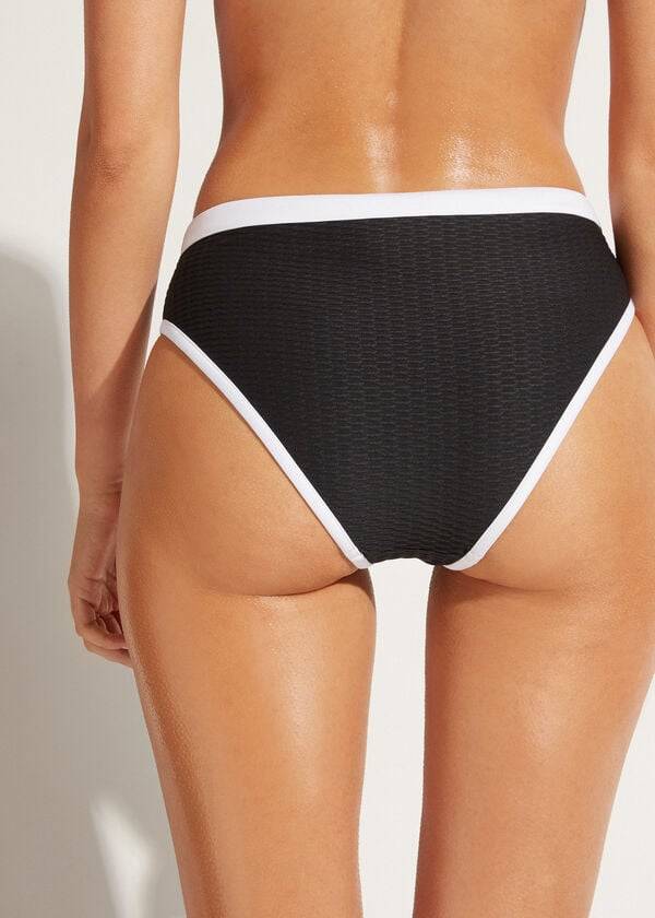 slip bikini da donna a vita alta coimbra di calzedonia nerobianco