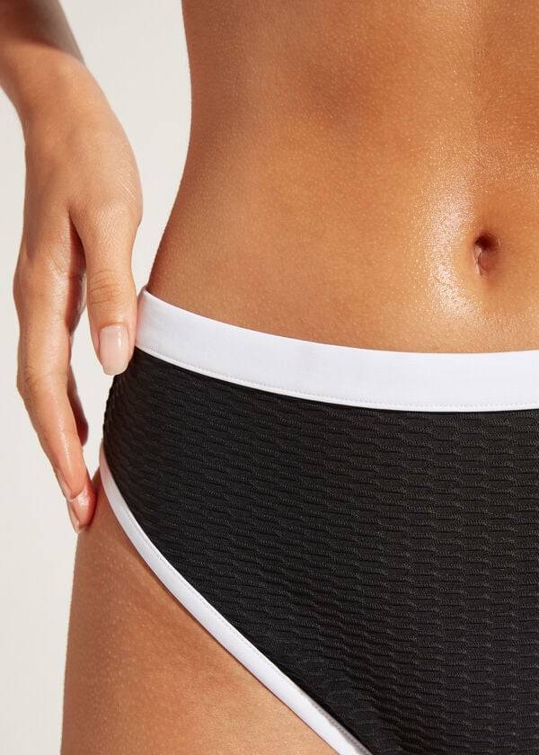 slip bikini da donna a vita alta coimbra di calzedonia nerobianco