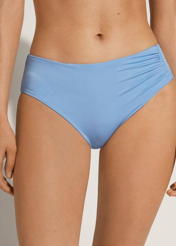 slip bikini ecologico a vita alta blu da donna calzedonia indonesia