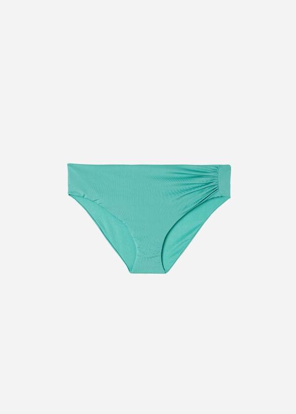 slip bikini da donna ecologico a vita alta calzedonia indonesia turchese
