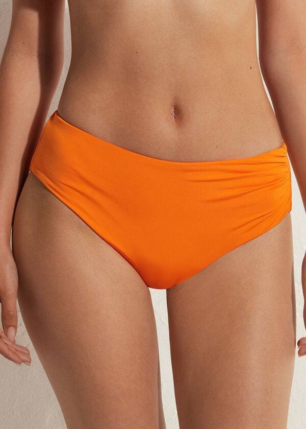 slip bikini ecologico a vita alta da donna calzedonia indonesia arancione