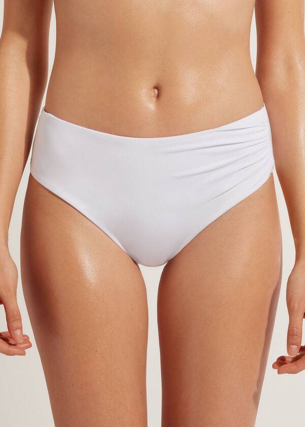 slip bikini ecologico a vita alta da donna calzedonia indonesia bianco