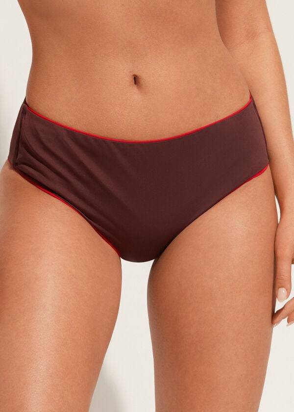 slip bikini ecologico a vita alta da donna calzedonia indonesiano color bordeaux