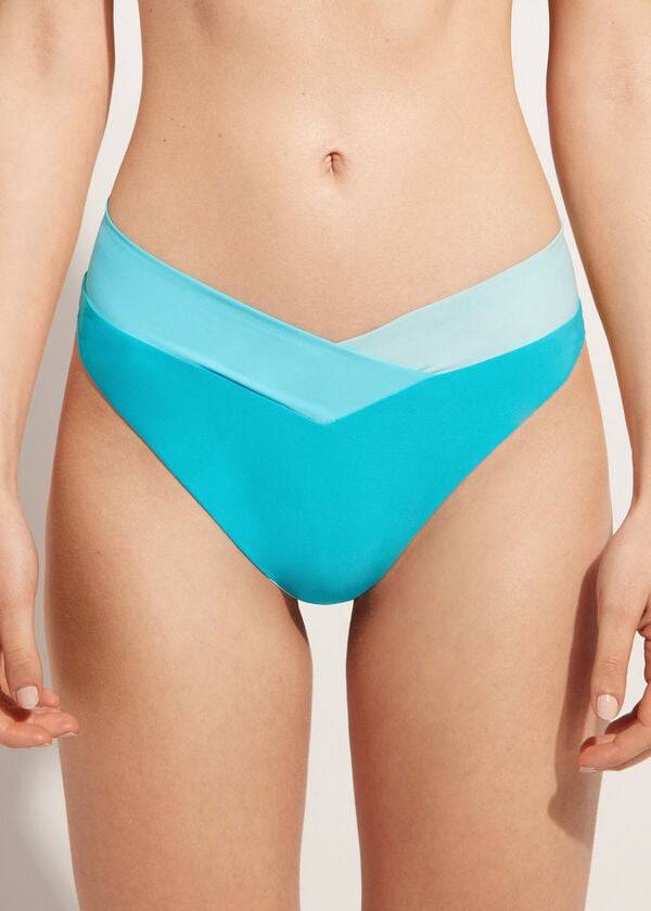 slip bikini brasiliano sgambato azzorre da donna calzedonia turchese verde
