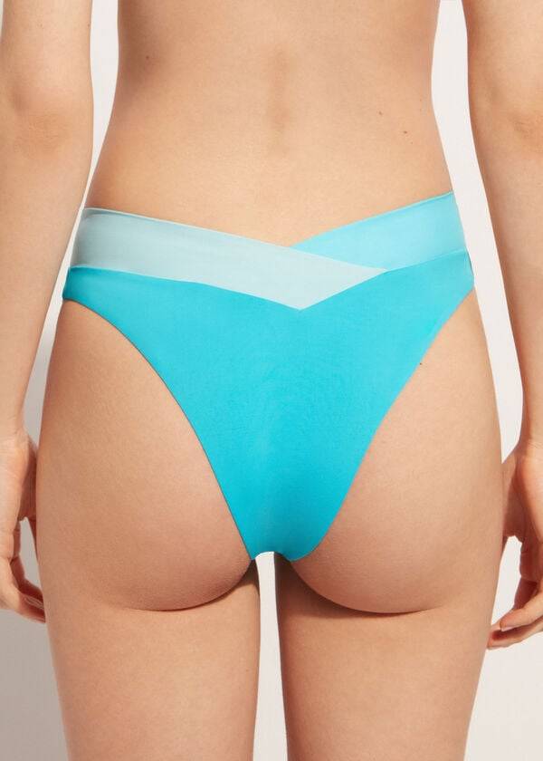 slip bikini brasiliano sgambato azzorre da donna calzedonia turchese verde