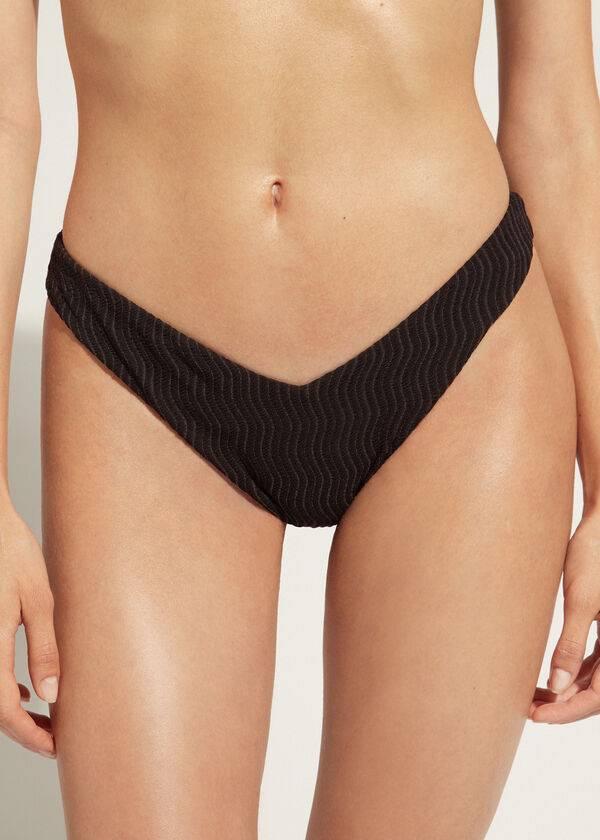 slip bikini brasiliano mykonos con scollo alto calzedonia da donna colore nero