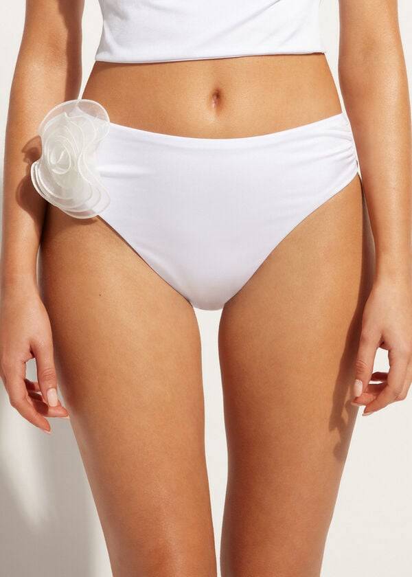 slip bikini bora bora a vita alta da donna calzedonia bianco