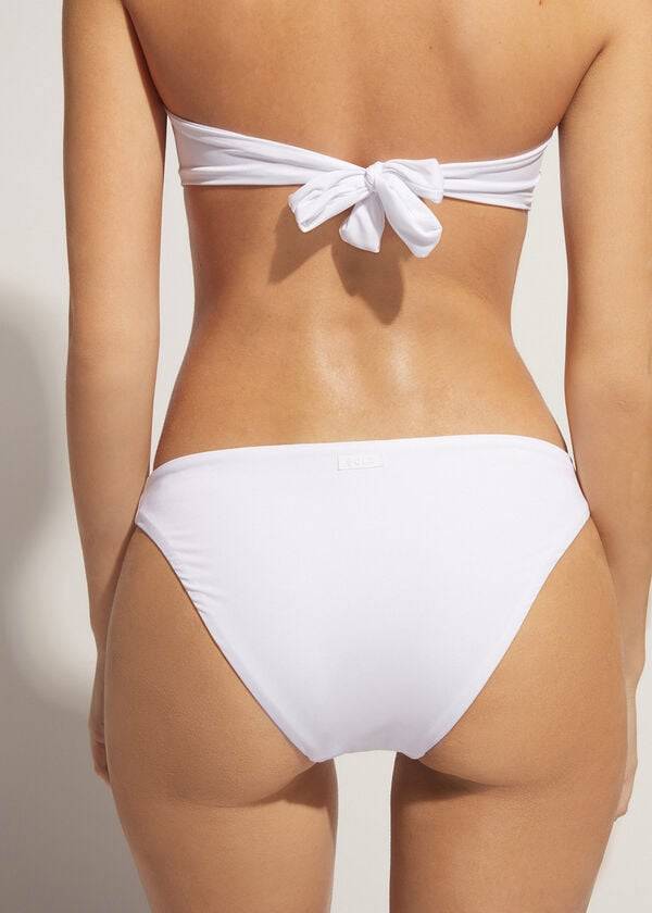 calzedonia indonesia eco slip bikini da donna a vita bassa bianco