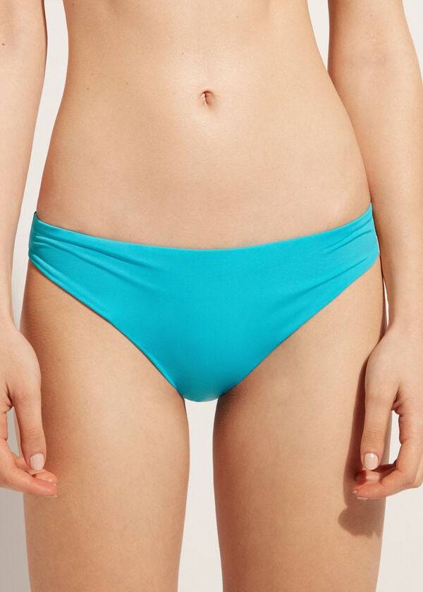 calzedonia indonesia eco slip bikini a vita bassa da donna turchese