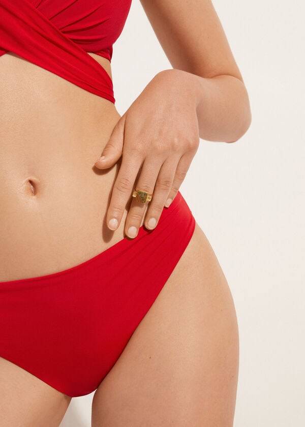 slip bikini a vita bassa eco indonesia calzedonia da donna rosso