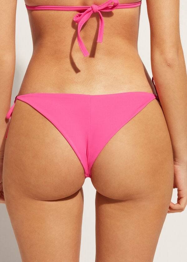 slip bikini da donna shanghai con perizoma brasiliano e strass calzedonia rosa