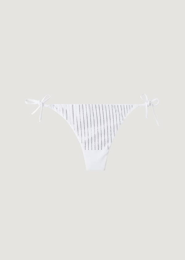 calzedonia rhinestone brazilian string shanghai bikini bottom da donna bianco