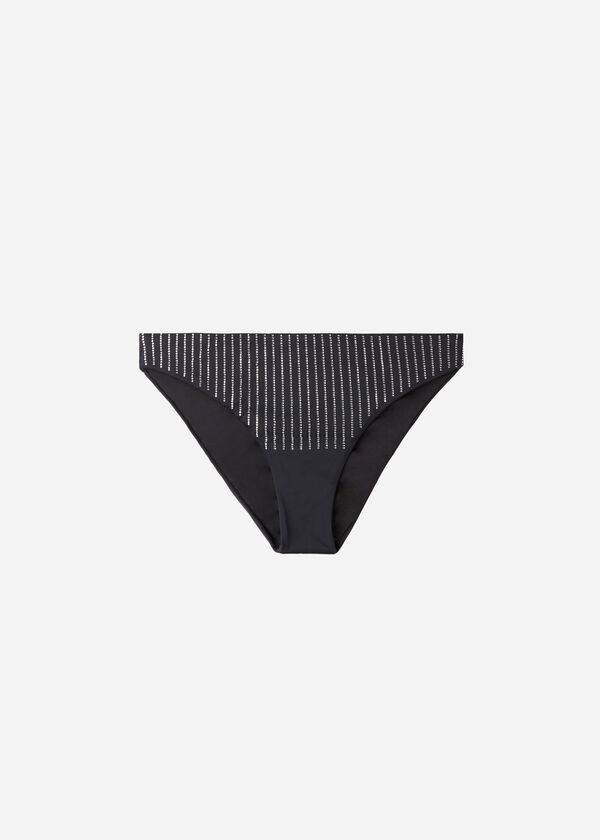 slip bikini shanghai con strass calzedonia da donna colore nero
