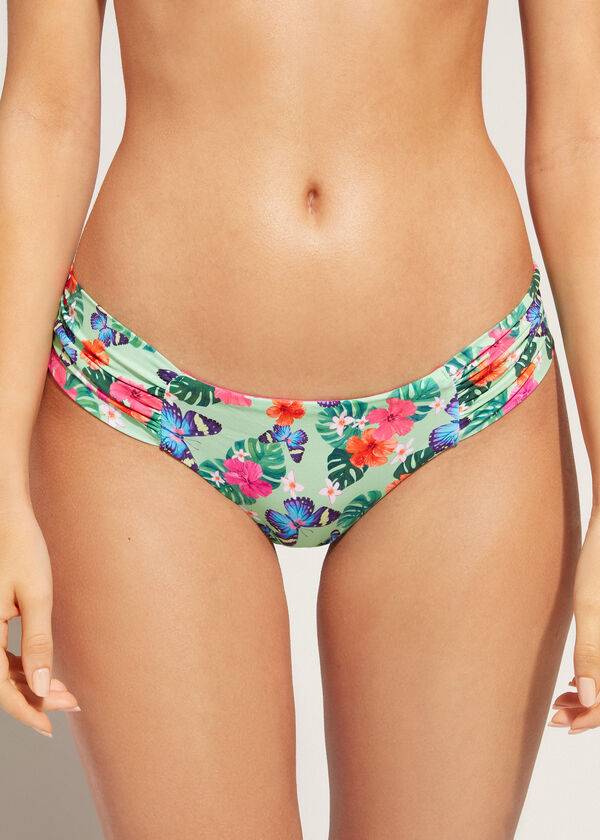slip bikini brasiliano malibu con volant calzedonia multicolore da donna