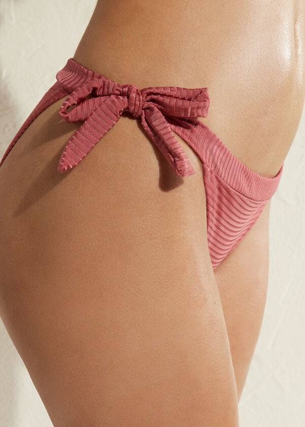slip bikini da donna biarritz con lacci laterali calzedonia marroni