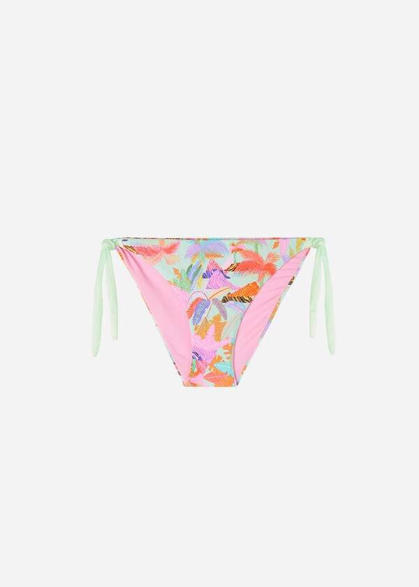 calzedonia side-tie foliage tahiti - slip bikini da donna verde