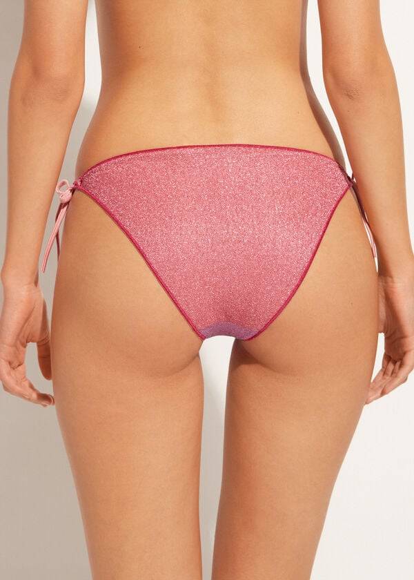slip bikini donna calzedonia string tie lamé lisbona rosa