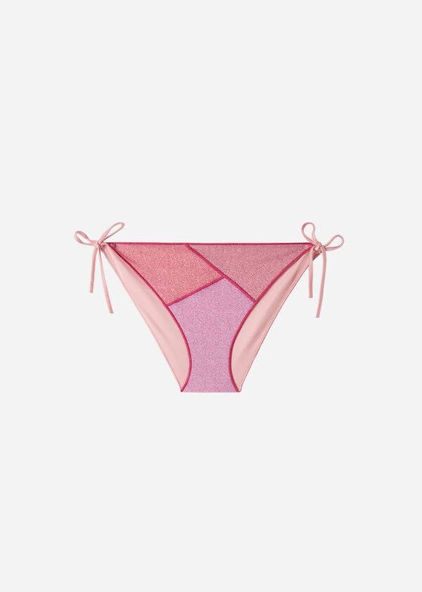 slip bikini donna calzedonia string tie lamé lisbona rosa