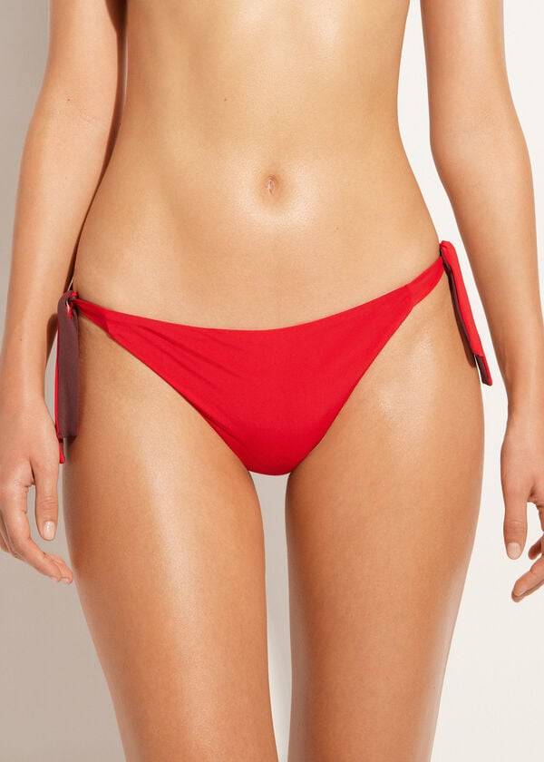 calzedonia tied indonesia eco bikini bottom rosso da donna