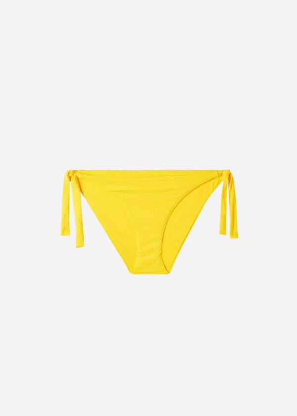 slip bikini con lacci laterali eco indonesia calzedonia da donna giallo