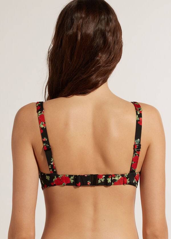 top bikini nizza a balconcino rosa con stampa animalier di calzedonia da donna rosa