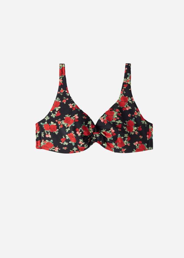top bikini nizza a balconcino rosa con stampa animalier di calzedonia da donna rosa