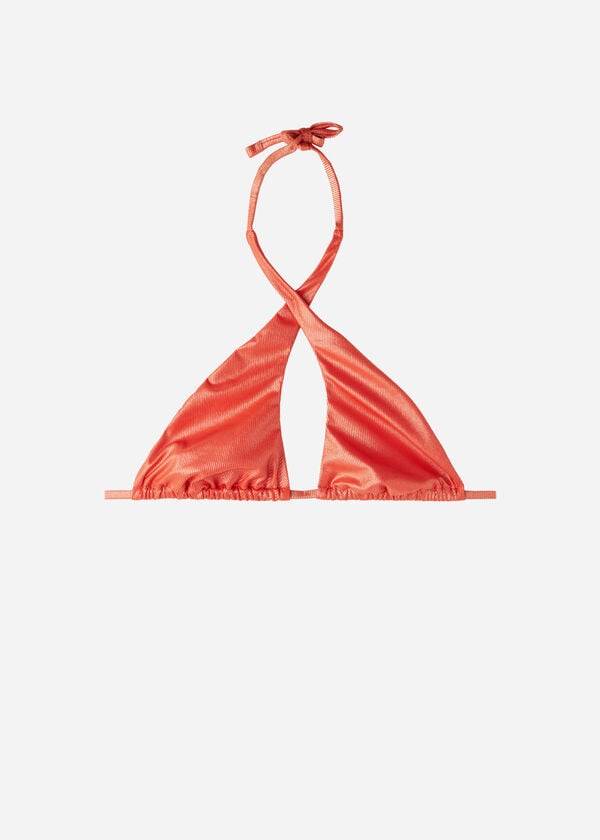 top bikini calzedonia bandeau antigua da donna color corallo arancione