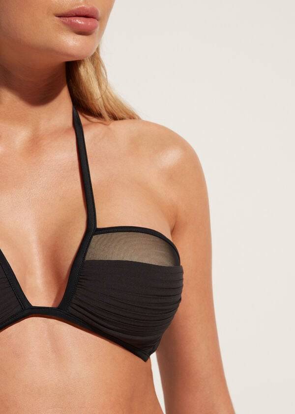 calzedonia bandeau leggermente imbottito tokyo bikini top da donna nero